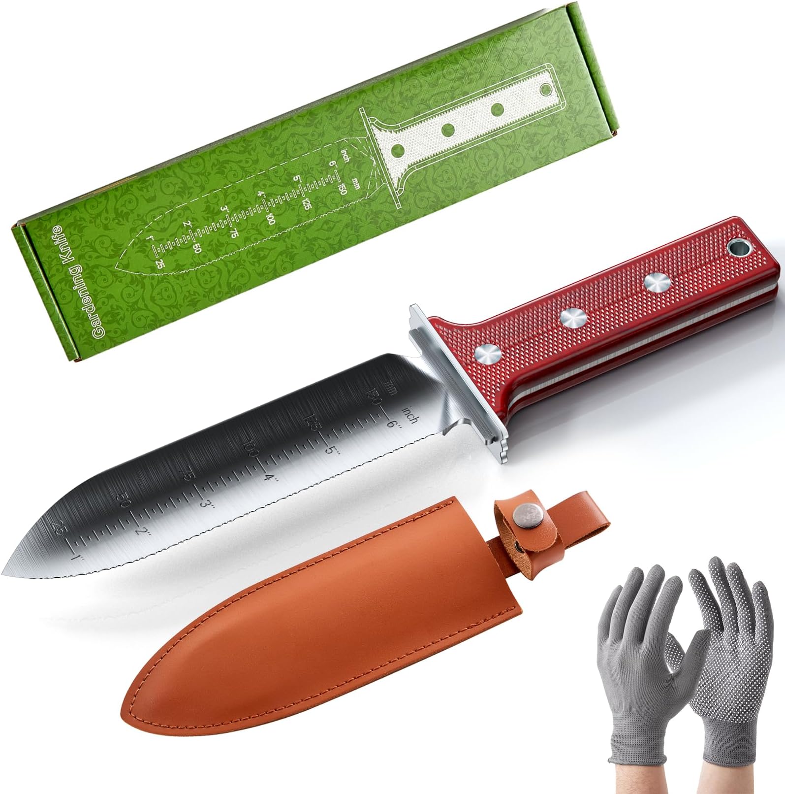 A.M. Leonard Deluxe Soil Knife, Pink Hori Hori w/ 6Inch Stainless Steel Blade