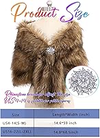 Vista 3 de Aukmla Bufanda de piel de boda para mujer con broche de diamantes de imitación para novia y damas de honor A-Marrón