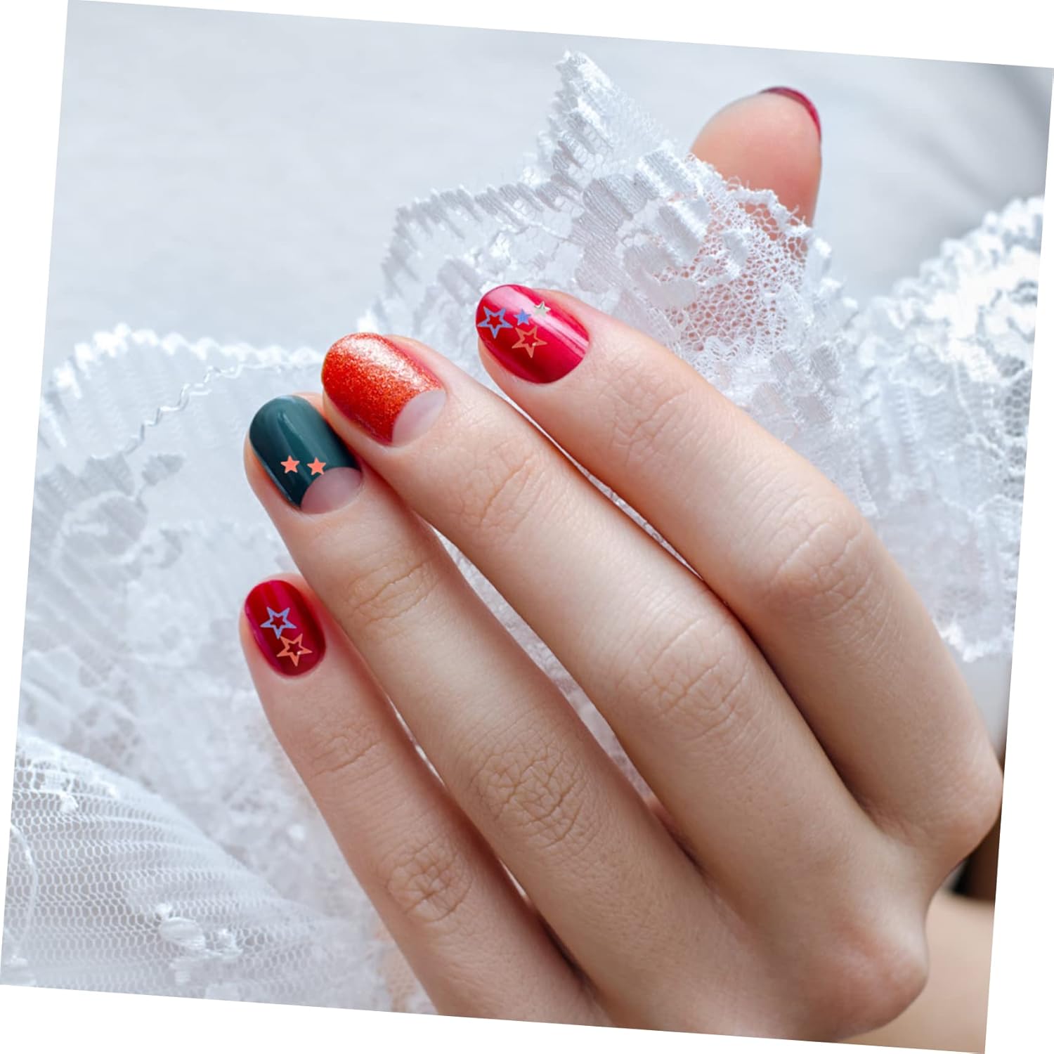 5sets Independence Day Star Nail Art Sequins Bottle of Mixed Glitter Decorations for DIY Nail Designs Festive Accessories for Creative Art 6boxes*5