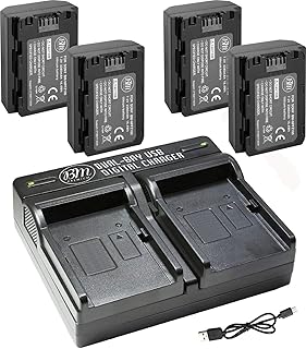 BM Premium 4 NP-FZ100 Batteries and Dual Bay Charger for Sony Alpha 1, a1, FX3, FX30, a7C, a7S III, a6600, A7RIII, a7R IIIA, a7R IV, a7R V, a7 III, a7 IV, Alpha A9 a9 II, Alpha 9R A9R, Alpha 9S Camera
