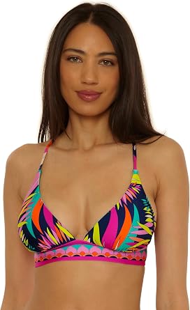 Trina Turk Womens Paralia Halter Bikini Top, Adjustable, Tie Back, Swimwear Separates for Women