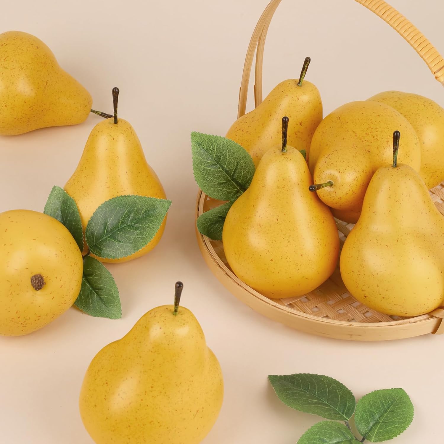 Gresorth 6pcs Artificial Pear Decoration Fake Fruit Lifelike Simulation Fruits Home Party Kitchen Photography Props