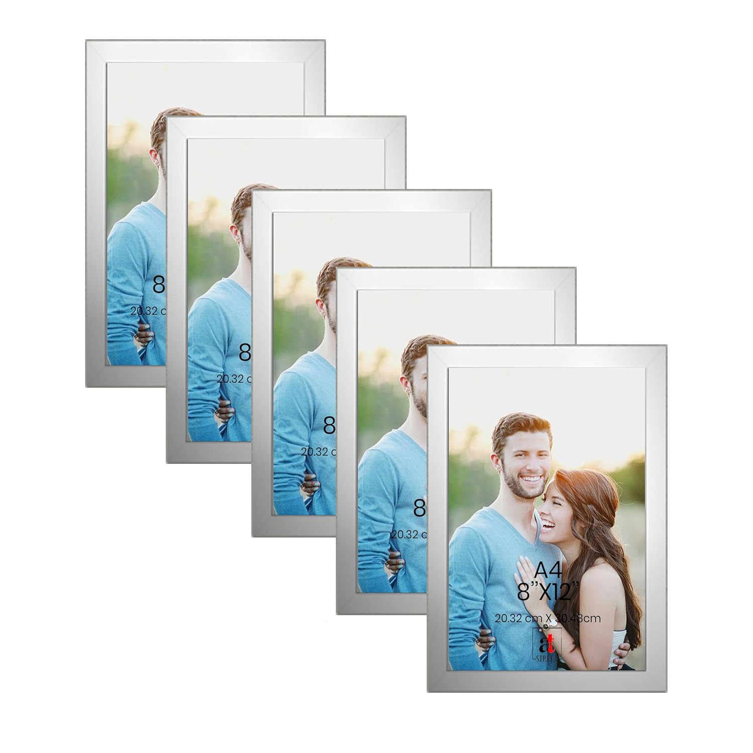 Art Street A4 Size Photo Frame For Wall Set of 5 Silver Picture Frame