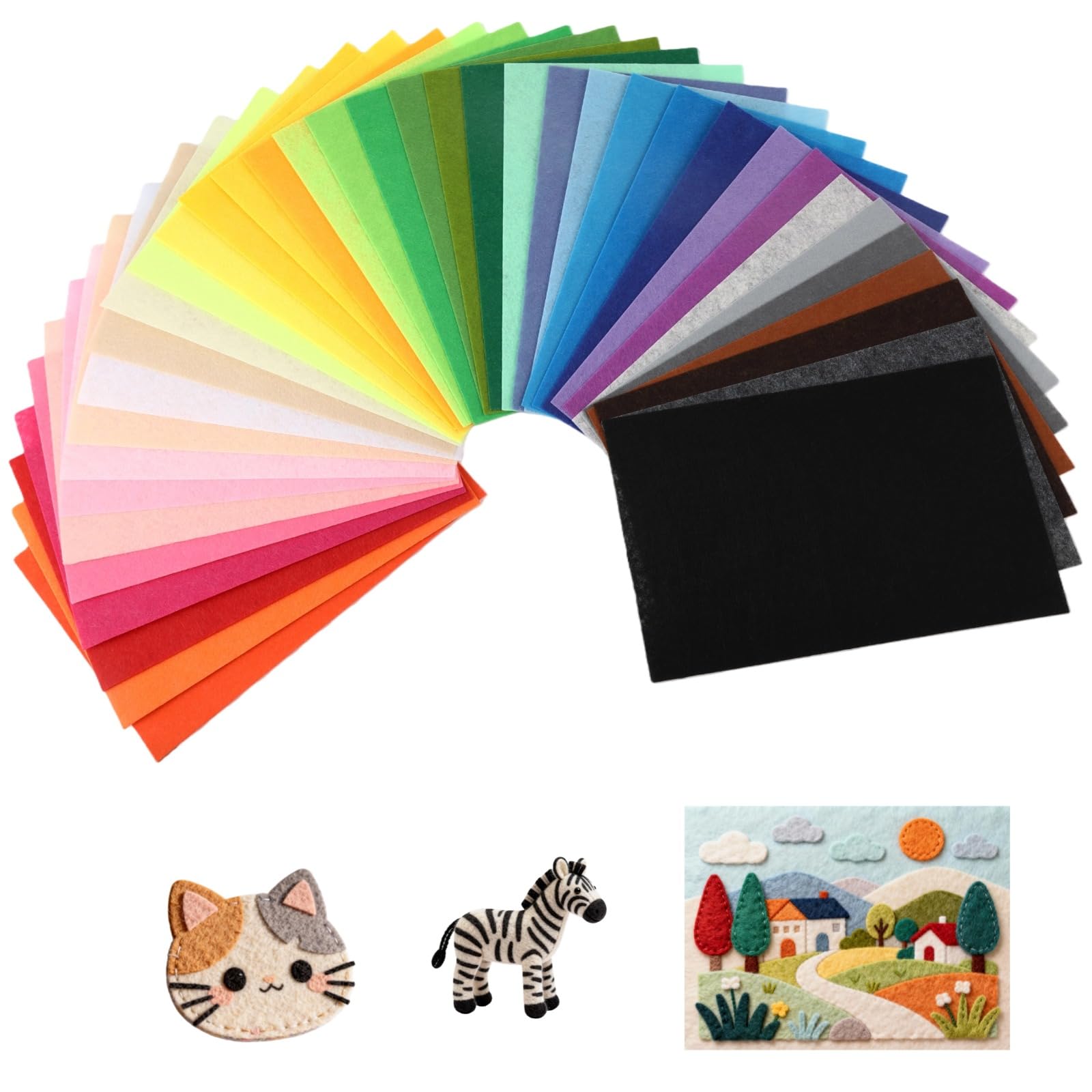 80 Pcs Felt Fabric Sheets with 40 Assorted Colors, 11.8 x 7.9 in A4 Size, Nonwoven Polyester Craft Felt for DIY Crafts, Patchwork, Sewing Projects, Art