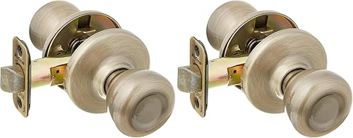 Kwikset 92001-512 Tylo - Perilla para pasillos y armarios en latón antiguo (paquete de 2)