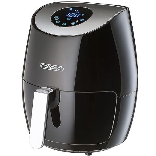 Monzana 9En1 Freídora Sin Aceite Por Aire Caliente Negra 1485V 3,6 L Pantalla Digital Con Temporizador 80-200°C Sin Bpa