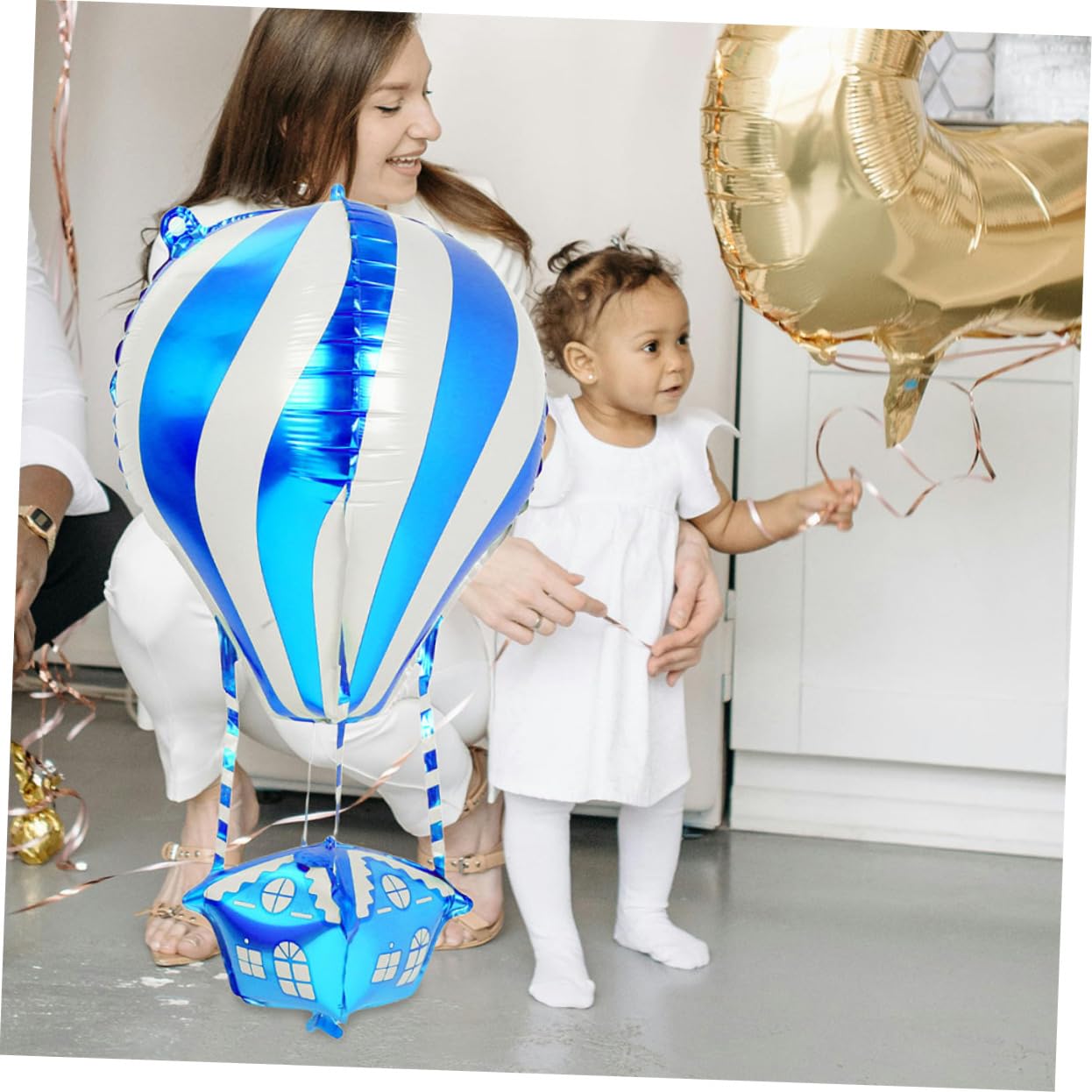 SOLUSTRE 40 Pièces Ballons Aluminium Forme Montgolfière Décorations Flottantes Réutilisables pour Anniversaire Noël Halloween