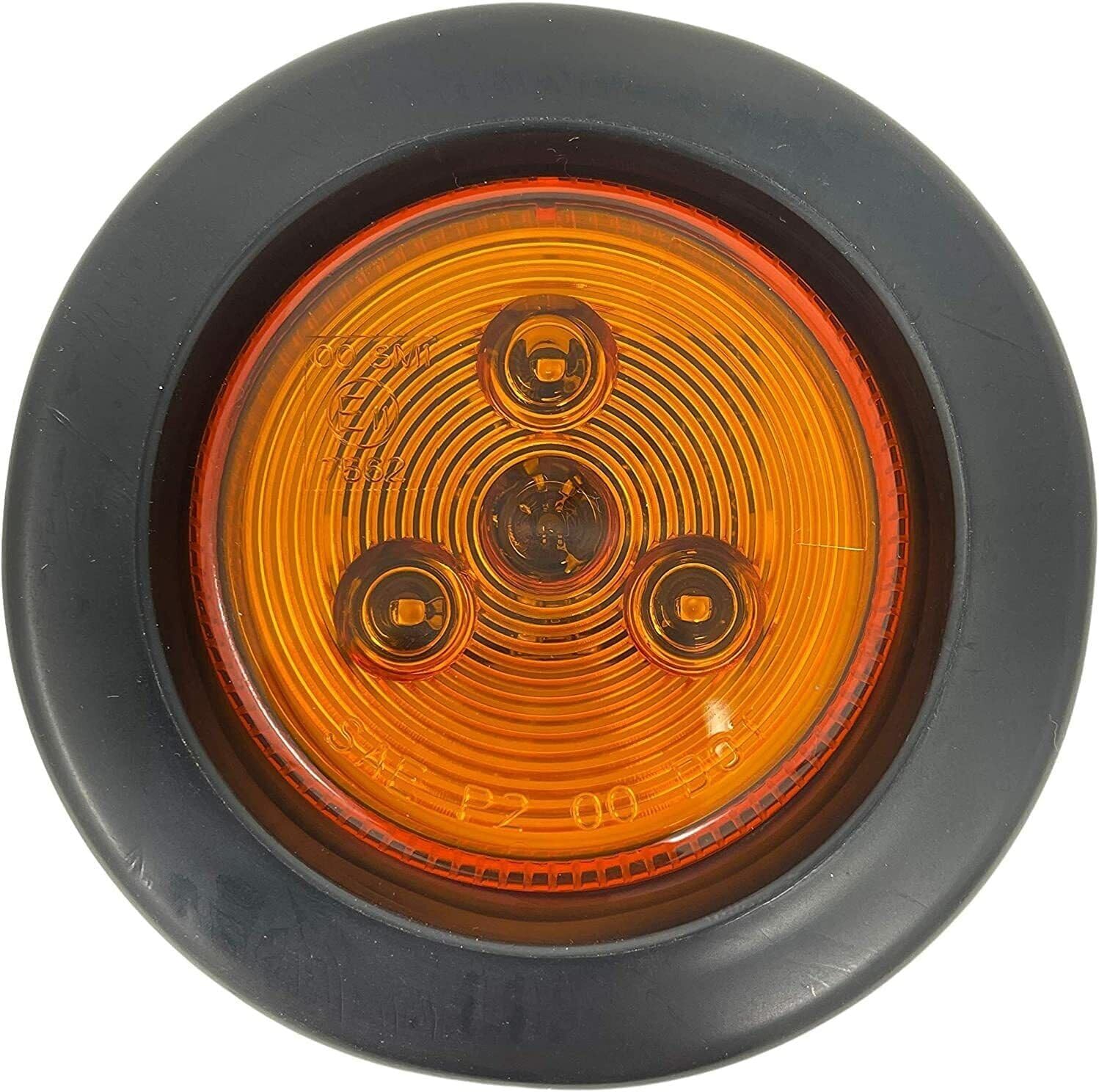 2.5" Round 3 LED Amber Light Truck Trailer Side Marker Clearance Grommet Kit 2PCS