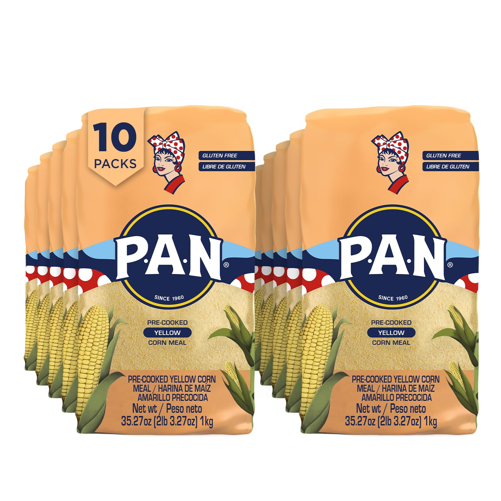 Sponsored Ad - P.A.N. Yellow Corn Meal – Pre-cooked Gluten Free and Kosher Flour for Arepas (2.2 lb / Pack of 10)