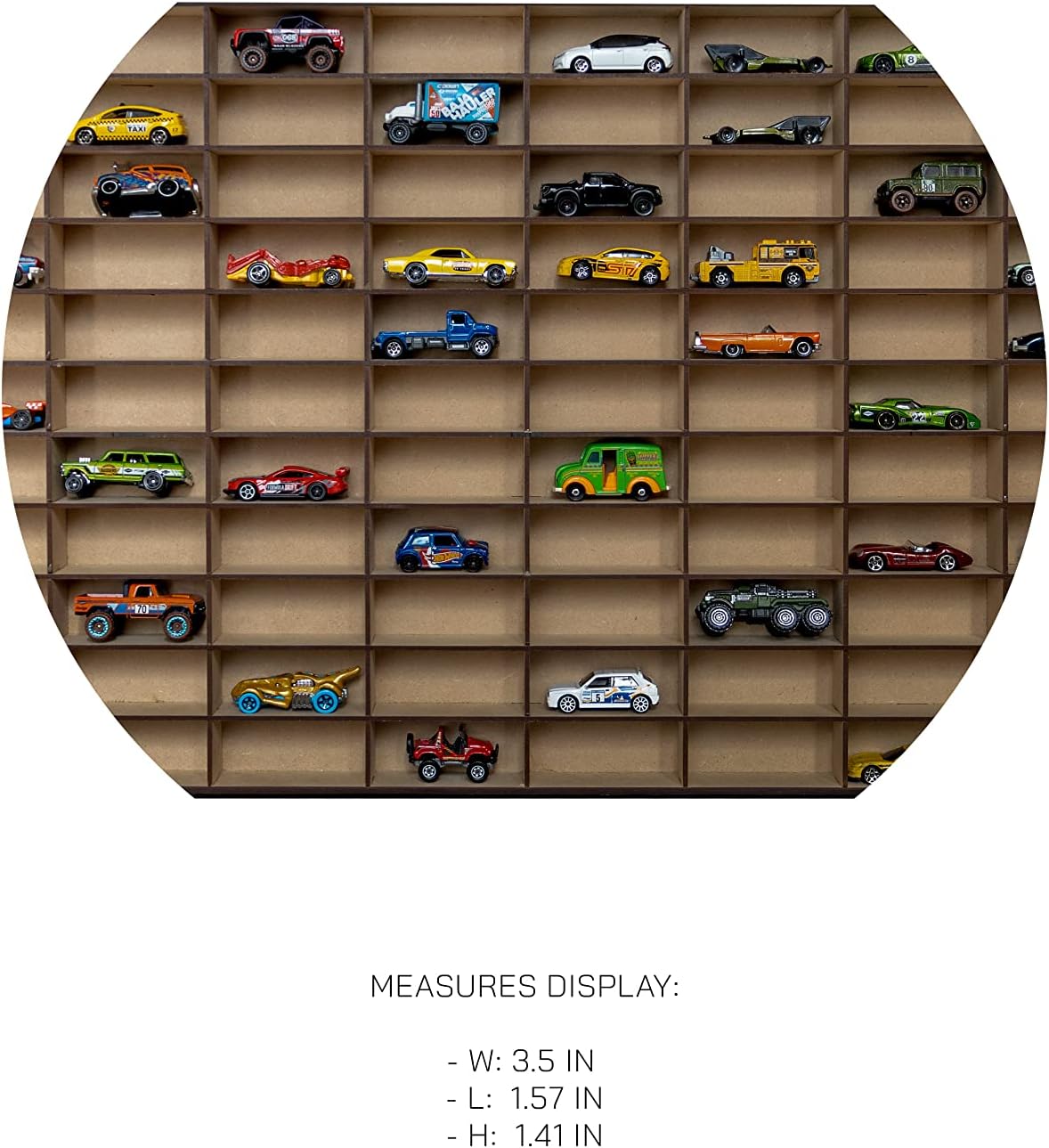 ALEJANDRO CORTES Designer Premium Display Case MDF Storage Organizer Wall Mount Cabinet (110 Compartments) for 1:64 Scale Cars – Natural Wood
