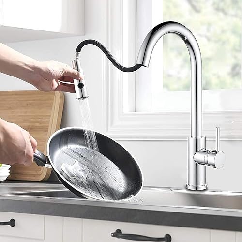 Miniatura 7 de Hibbent Rociador Extraíble para Fregadero, Cabezal de Grifo de Cocina de 2 Funciones, Cabezal de Rociador Retráctil para Baño con Conector Macho