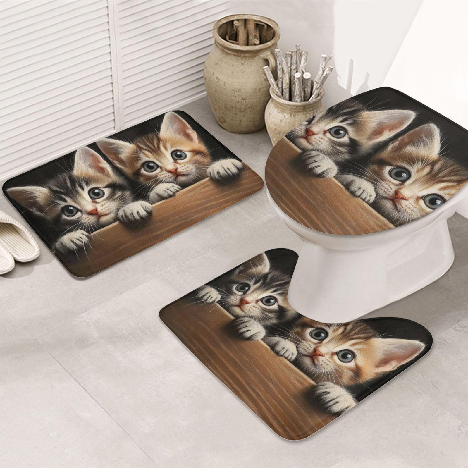 Alfombras de baño de gatitos para un suelo seco y cálido al salir de la ducha diaria