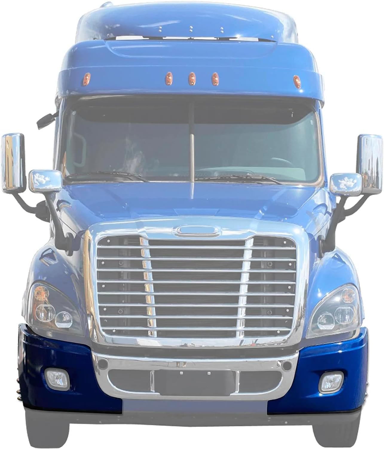 KOZAK Outer Bumper Corners Cover with Fog Lamp Hole Set (Left Driver & Right Passenger Side), Compatible with Freightliner Cascadia 2008-2017, Includes Logo, 2x 22" Windshield Wipers, Reflective Vest