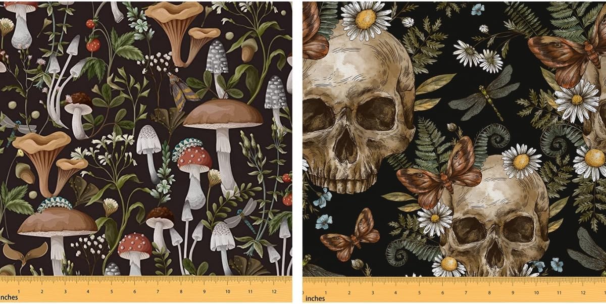 Amazon.com: 2 Pcs,Mushroom Skull Fabric by The Yard 1 Yard+1 Yard