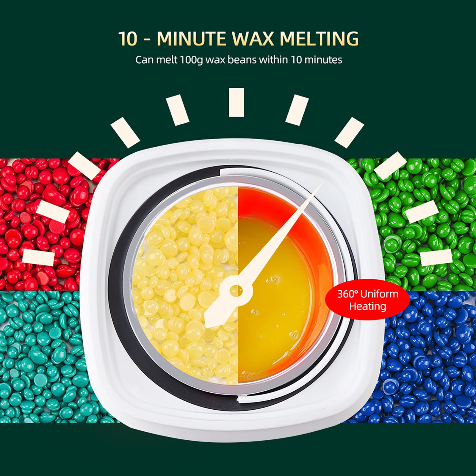 Máquina De Terapia De Cera, Máquina De Fusión De Cera De Frijol De Cera Depilatoria Inteligente De 500 ML, 10 Minutos para Derretir La Cera Rápidamente, Adecuada para Todo Tipo De Cera