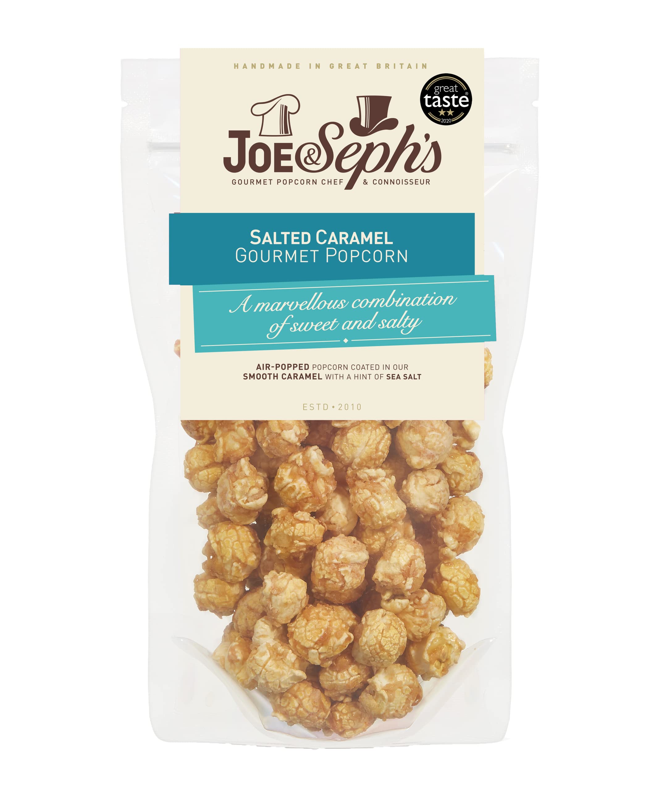 Joe & Sephs Salted Caramel Popcorn, 1 x 80g Gourmet AirPopped Popcorn Handmade in UK 100