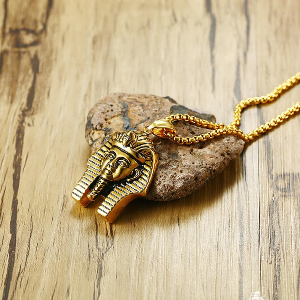 Egyptian Pharaoh Pendant, Gold Pharaoh Head Necklace for Men, Hip Hop Pharaoh Portrait Necklace Egyptian King Pharaoh Charm Jewelry, Punk Pharaoh Amulet Pendant Necklace for mens - Image 4