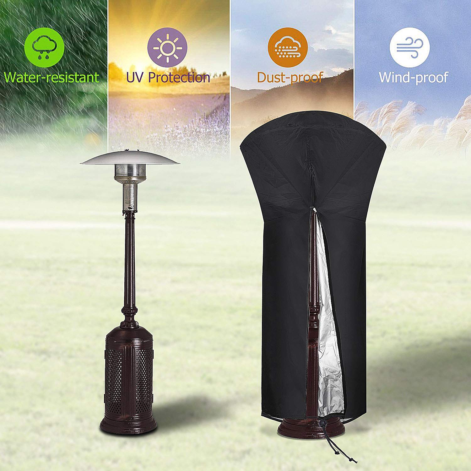 Diealles Shine Housse pour Parasol Chauffant Noir 226 x 85 x 48 cm