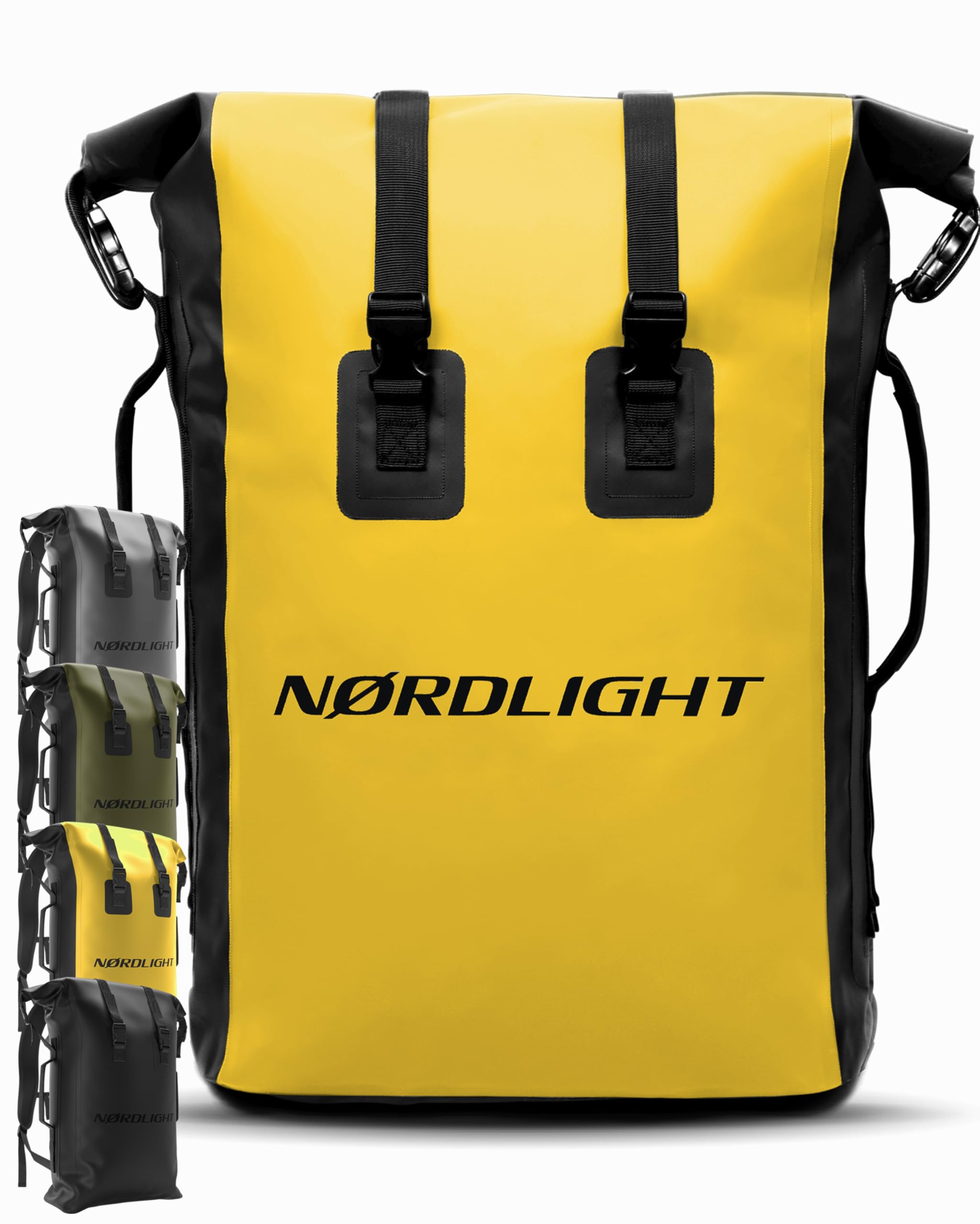 Nordlight Wasserdichter Rucksack Dry Bag 35l - (Gelb) Roll Top Rucksack mit gepolstertem Tragegurt, wasserdichte Tasche für Wassersport, Fahrrad Rucksack, Kurierrucksack, Trekking, Angeln