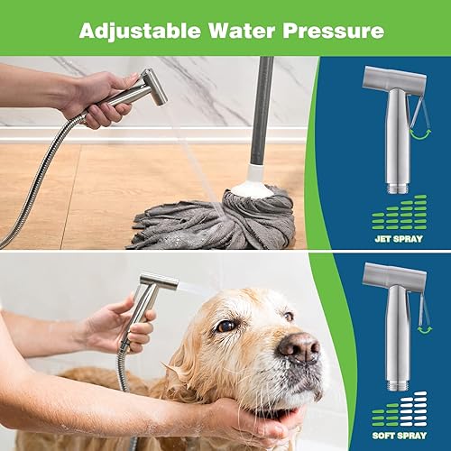 Miniatura 6 de Fekivasy - Pulverizador de bidé para inodoro, 2 paquetes de rociadores de bidé de mano de acero inoxidable de alta calidad, juego de rociadores de