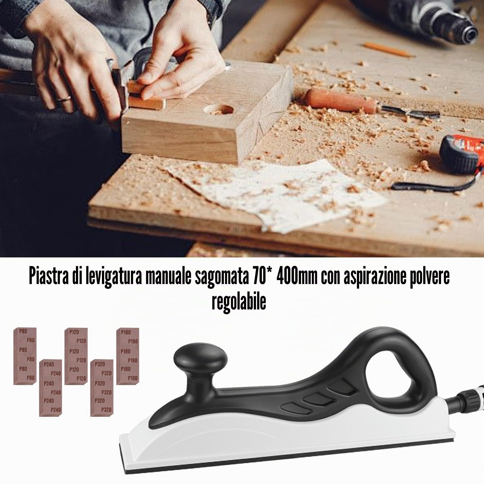 Levigatrice Manuale, 420 X 70 mm Blocco Di Levigatura Con Aspirazione Della Polvere Levigatura Senza Polvere Blocco Di Spugna Abrasiva Per Cartongesso Lucidatura Per Legno Pulizia Dell'edificio