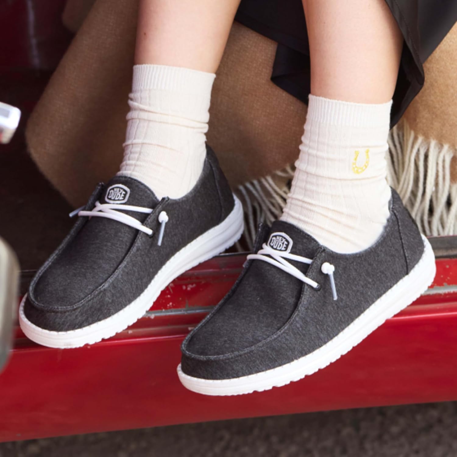 HEYDUDE Women’s Wendy Stretch Jersey Slip On Shoes | Lightweight Comfortable Travel Loafers with Elastic Laces - Image 2