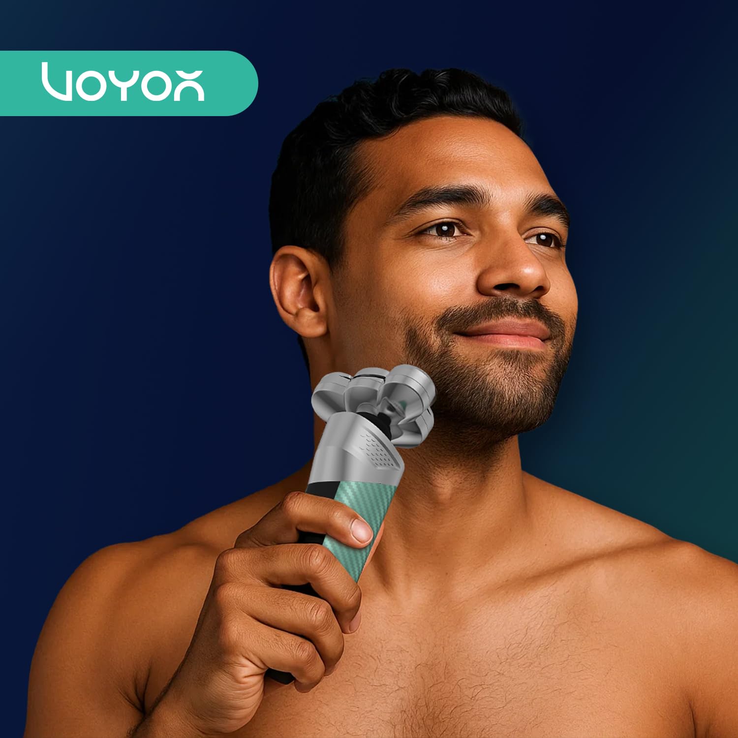 VOYOR Afeitadora Electrica Hombre Recargable Maquina De Afeitar Masculina Con Cabezale Flotante 5D Diseño, Afeitadora Uso En Seco Y Húmedo, Maquina Afeitar Hombre Pantalla LED TX500 (Verde)