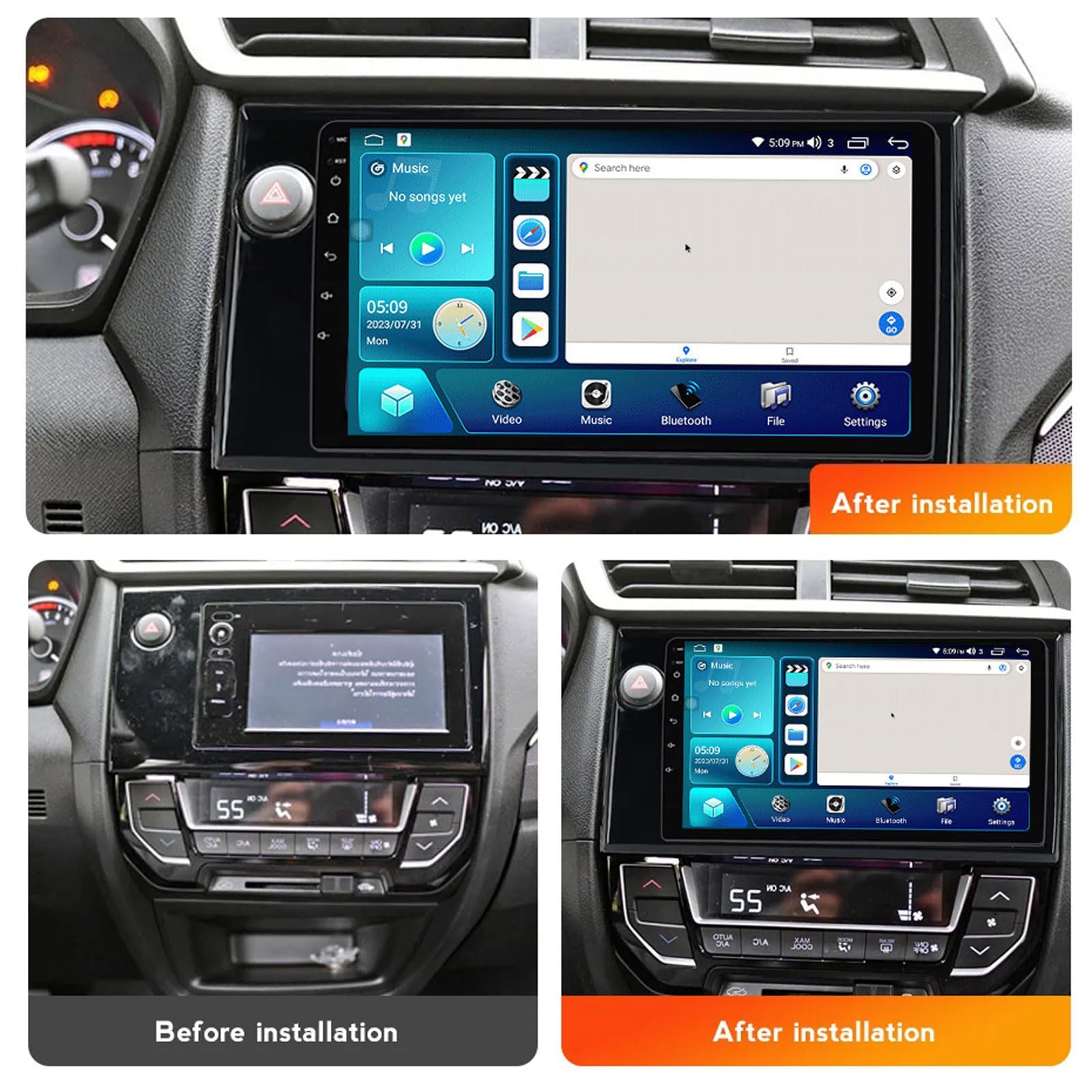 Android 12 Doble DIN Estéreo para automóvil Radio con Pantalla táctil de 9 Pulgadas con navegación GPS Receptor de Radio FM Bluetooth para B-RV 2015~2019 Soporte Carplay/Auto/DSP/RDS/USB