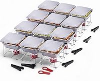 Alpha Living 12-Pack Disposable Chafing Dish Buffet Set - Half-Size Pans, Utensils, Wire Racks & 2-Hour Fuel for Parties & Events