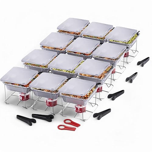 Alpha Living 12 Pack - Disposable Chafing Dish Buffet Set,