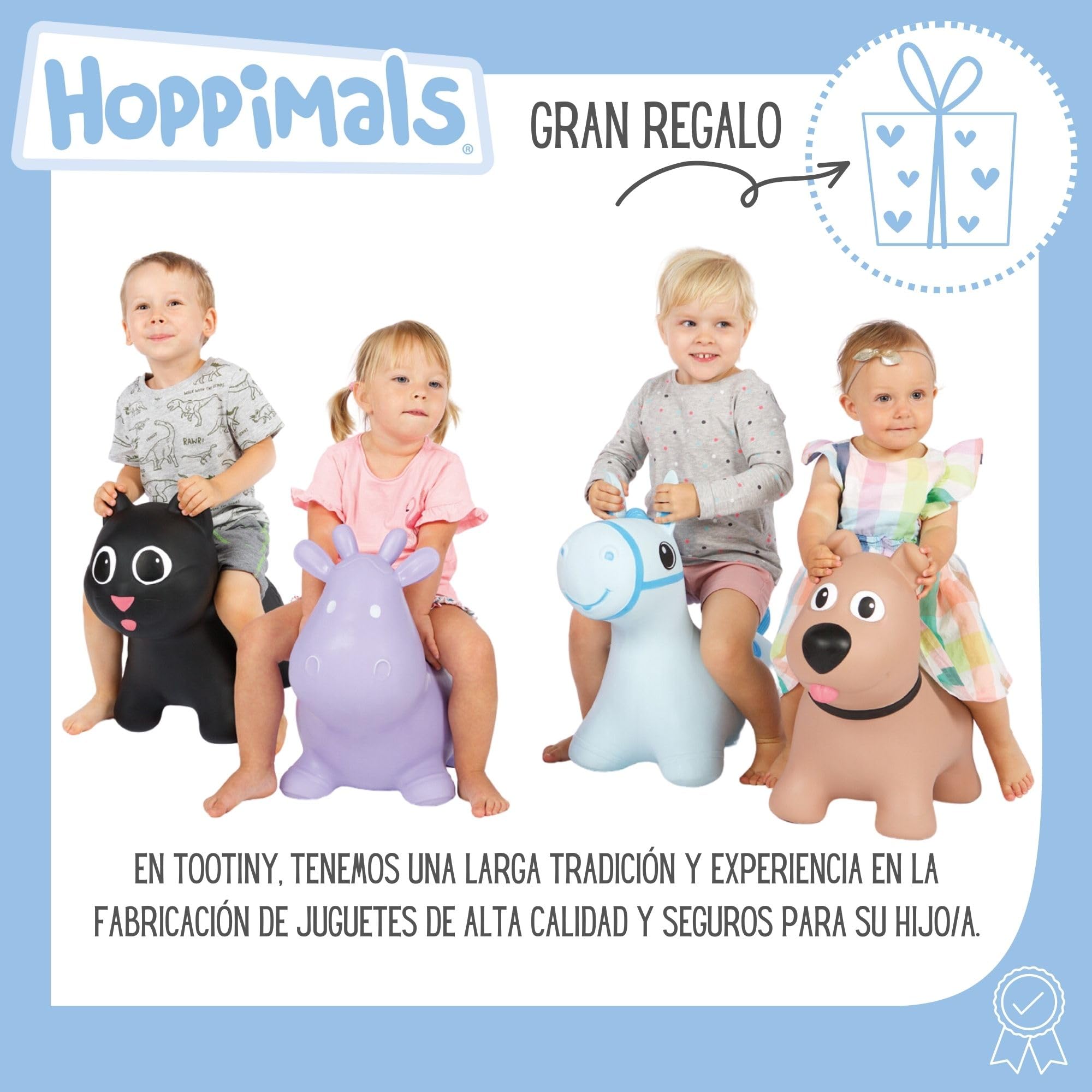 Tootiny, Juguete Hinchable para Saltar y Jugar para Niños Mayores de 1 año, Perro MARRÓN, Bomba Incluida en Nuestra Caja Regalo. Juguete Duradero Incentivar y Ayudar a Andar.