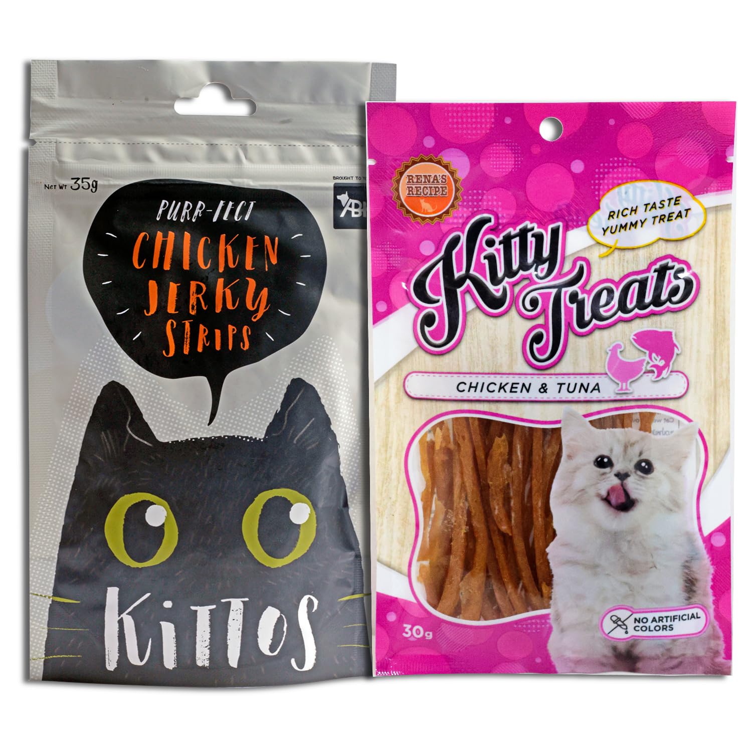 Cat Snacks Combo-Kittos Protein Rich Chicken Jerky Strips (35g) and Cataholic Kitty Treats Soft Chicken & Tuna Sticks (30g) – All Breeds for Training & Rewards (B08Q4DQMN5) Amazon Price History, Amazon Price Tracker