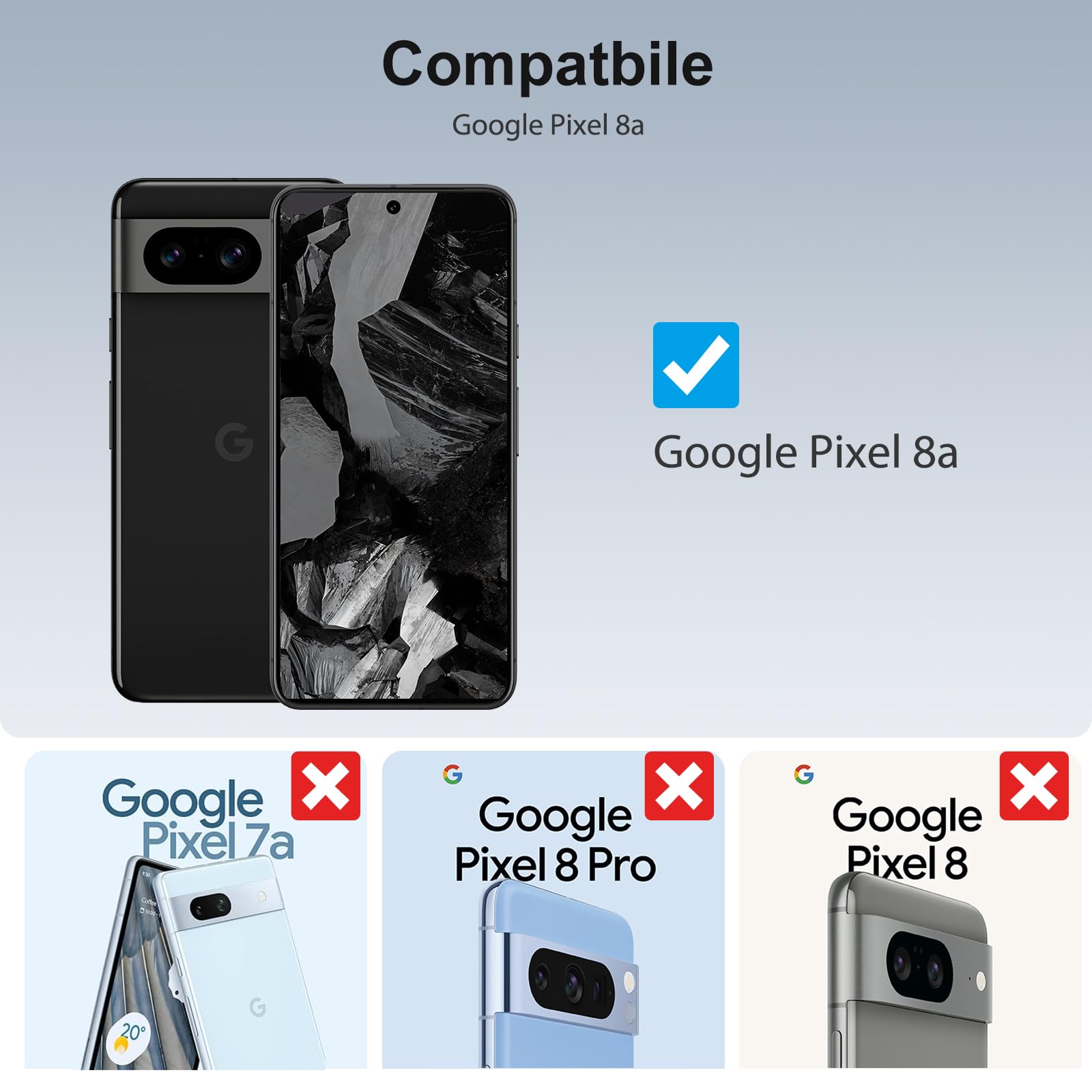 SPARIN 3+2 Pellicole Vetro Temperato Per Google Pixel 8a - 9H Con Protezione Fotocamera E Telaio - 3