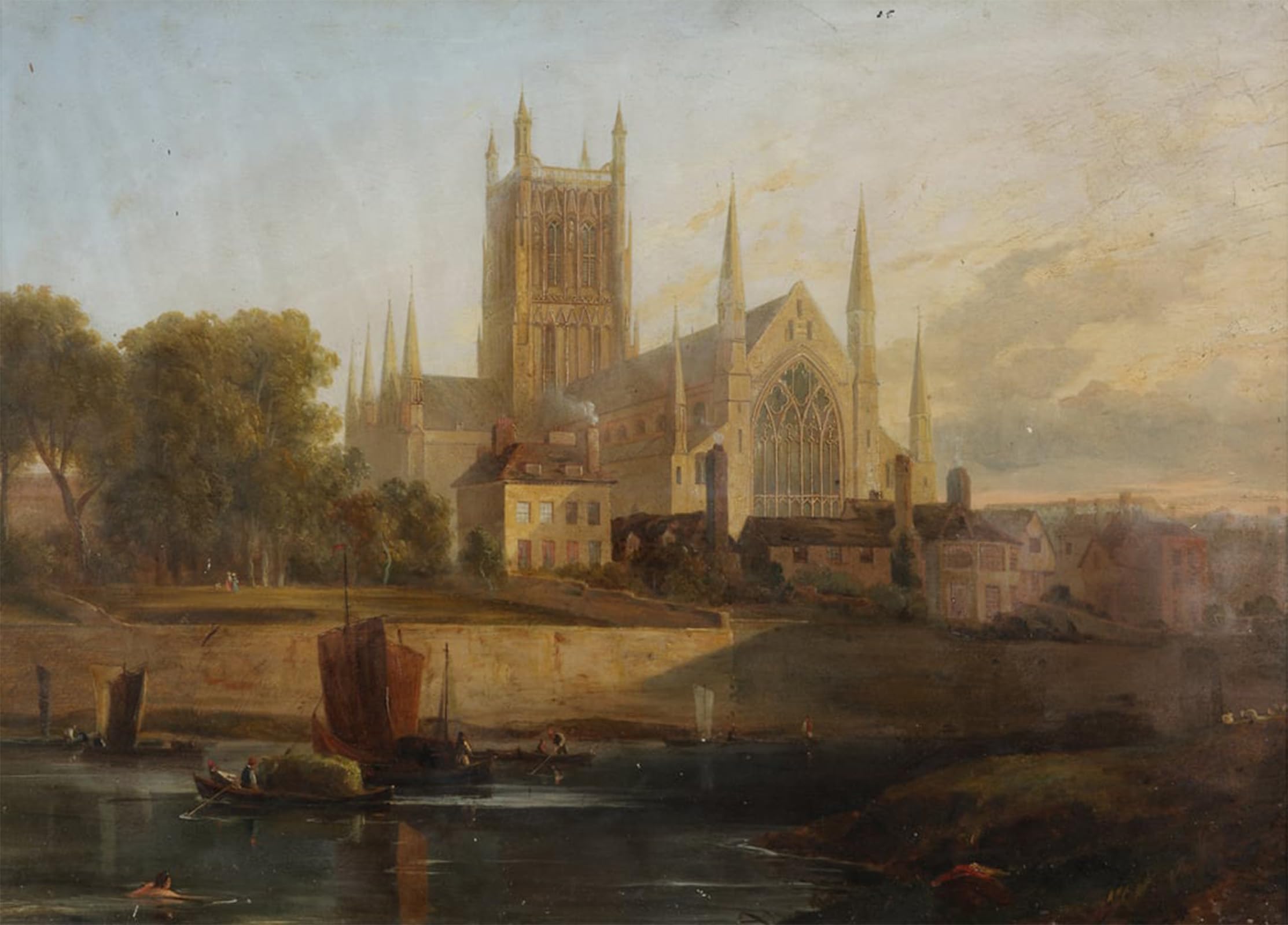 POSTERIIk Famous Print Pop Art Wall Art Graffiti Worcester Cathedral River Severn by David Cox Art Prints for Home Decor 60x90cm