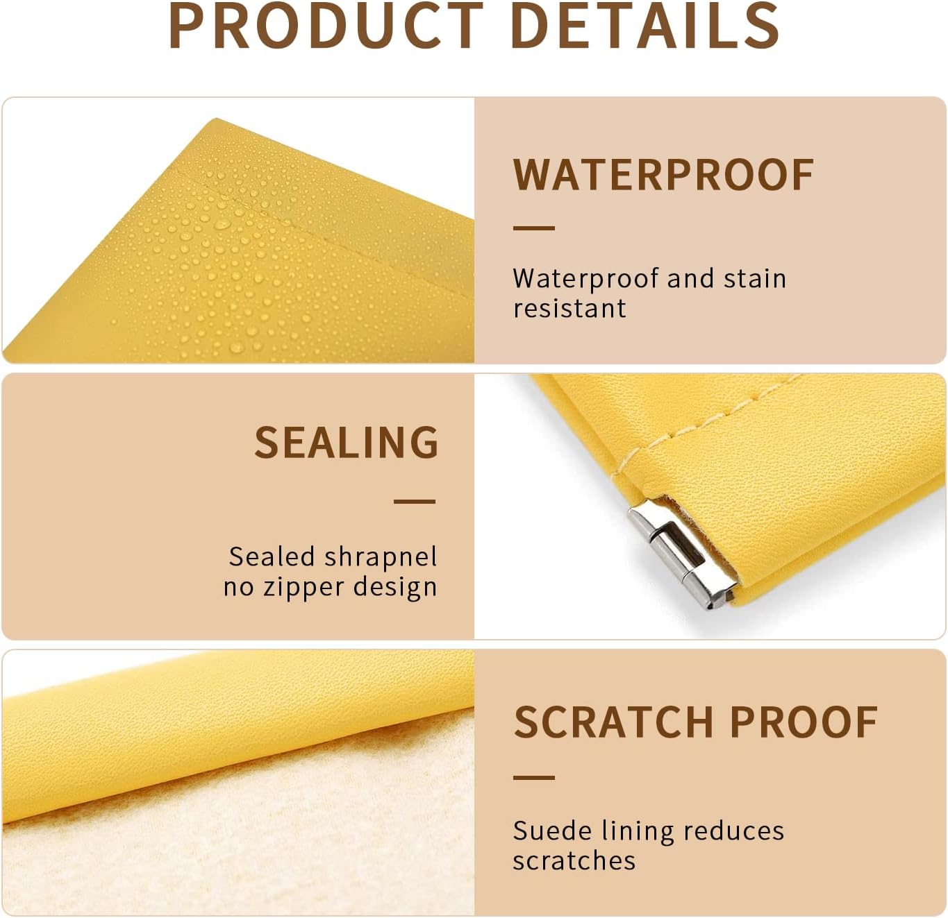 4Pcs Pouchic - Personalized Snap Closure Leather Organizer Pouch, Pocket Cosmetic Bag Squeeze Top, Portable No Zipper Self-Closing Makeup Bag, Mini Waterproof Small Travel Pouch