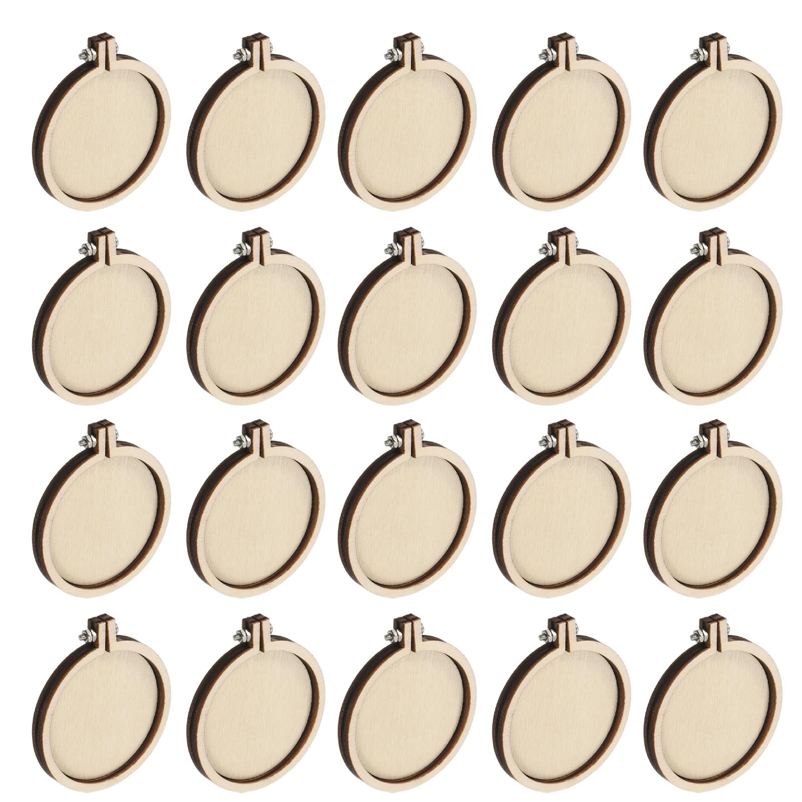 Pequeños aros redondos de punto de cruz de madera mini para colgante bricolaje y marcos de costura 8