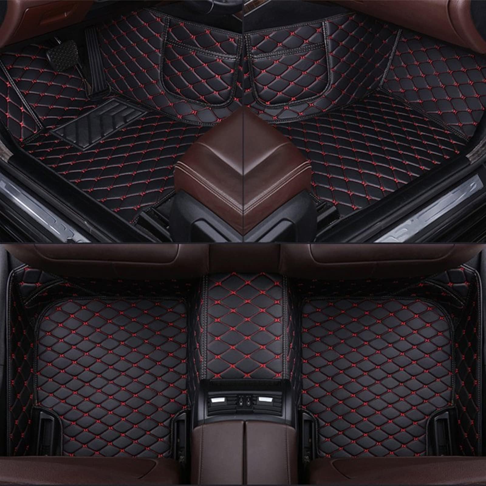 Car Floor Mats For BMW X5 E53 1999 2000 2001 2002 2003 2004 2005 2006 Custom Car Floor Mat Phone Pocket Car Interior Details Car Mats Carpets (Color : Black red)