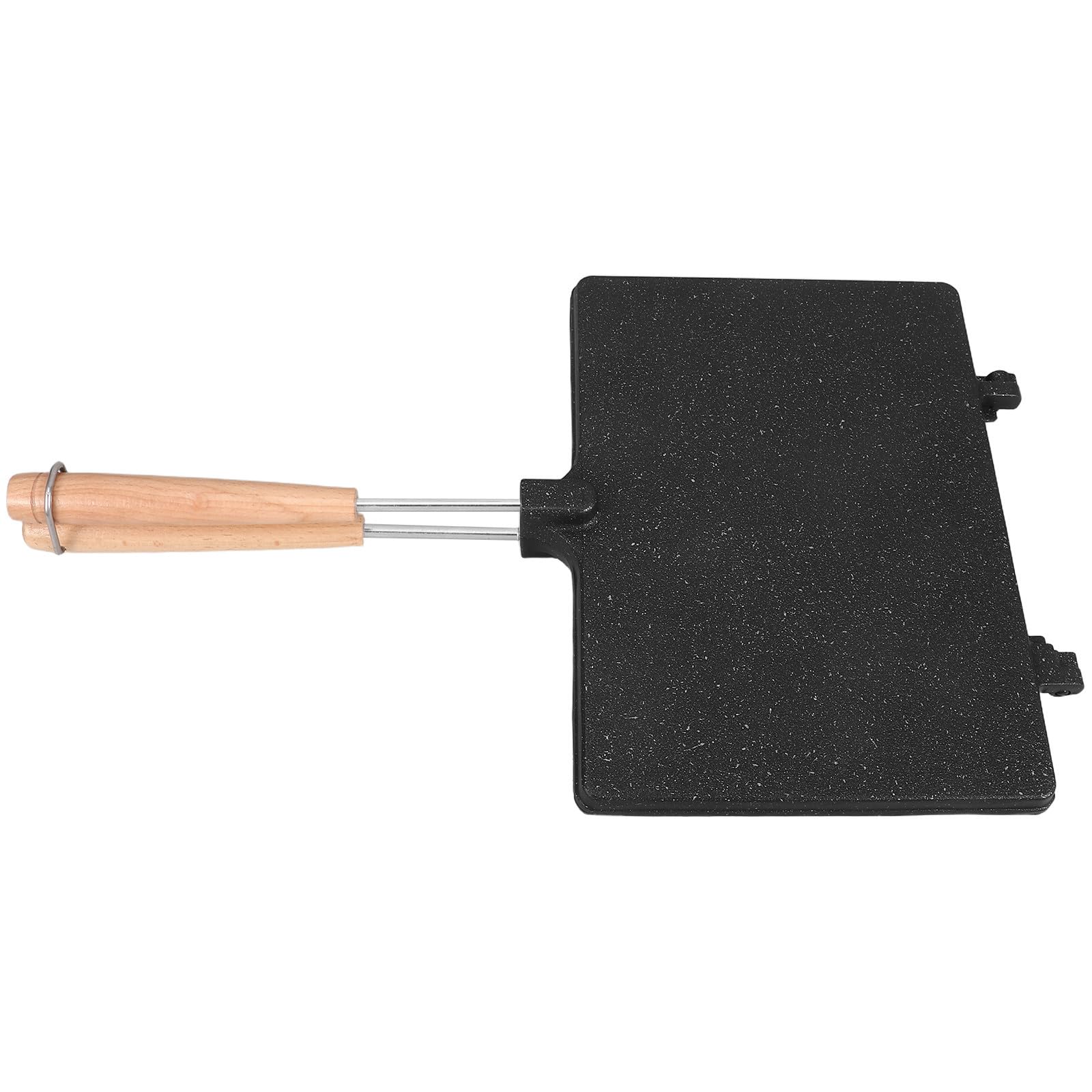 Sandwichera Plegable de Doble Cara Superficie Antiadherente y Aleación de Aluminio Ligera para Desayuno y Camping en Color Negro