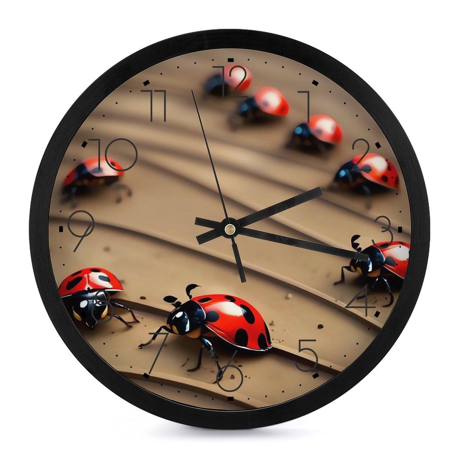Horloge murale décorative salon au motif créatif de coccinelle