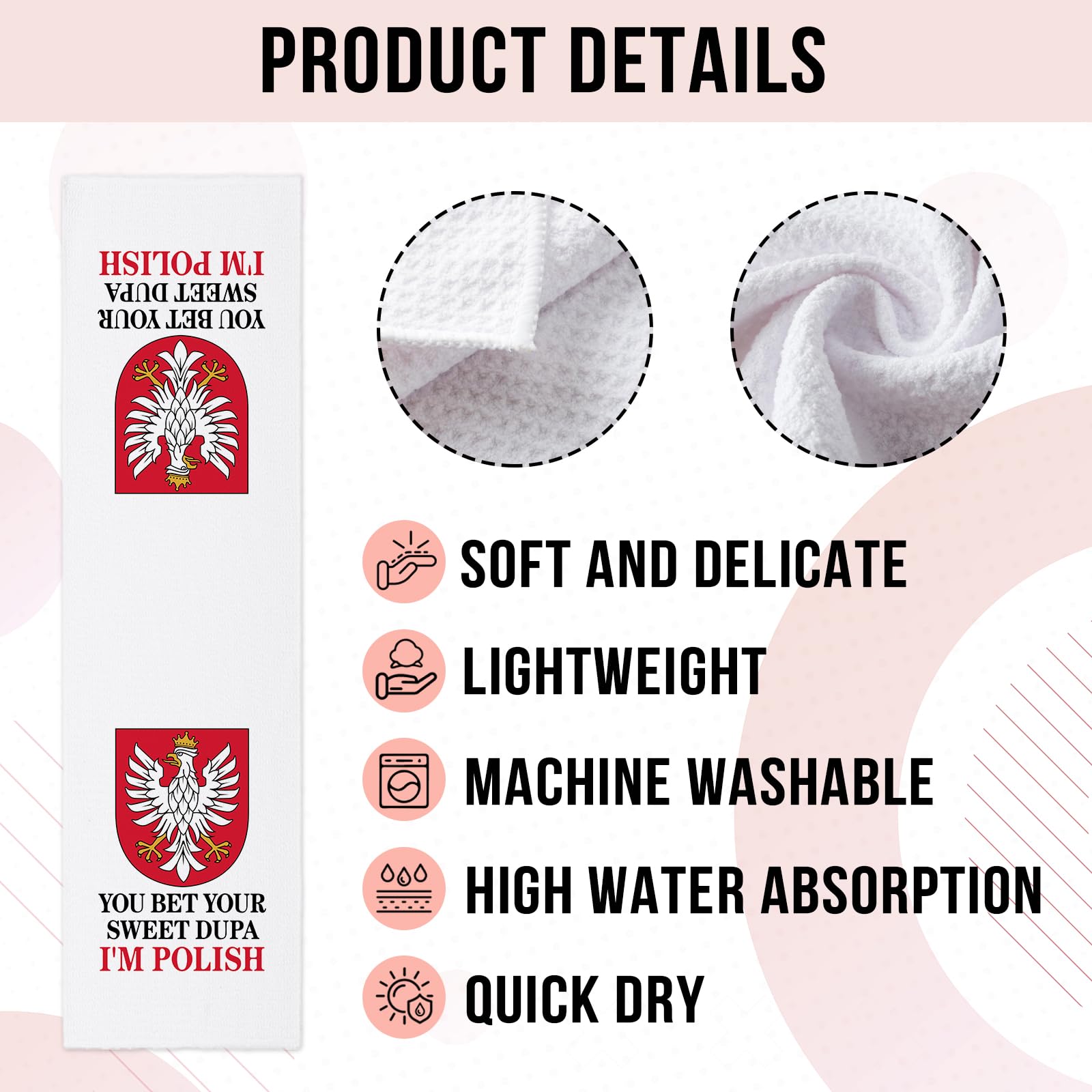 Funny Saying Kitchen Towels, You Bet Your Sweet Dupa I'm Polish Dishcloths, Polish Gifts for Women Men, Poland Flag Decorative Tea Towels, Sweet Housewarming Gifts for Hostess Friend Bestie