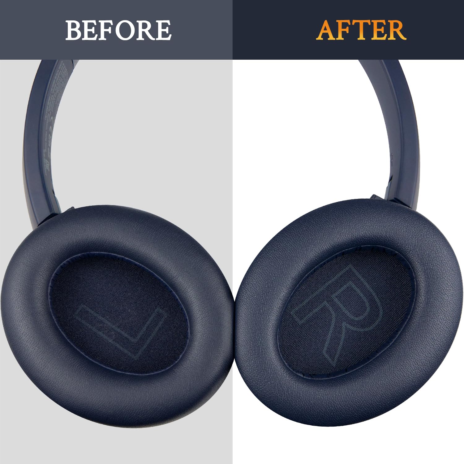 SOULWIT Ear Pads Cushions Replacement for Anker Soundcore Life 2 (Not fit Life 2 Neo)/Q20/Q20+/Q20I/Q20BT Headphones, Ear Pads with Softer Protein Leather, Noise Isolation Foam - Navy Blue — Amazon image 5