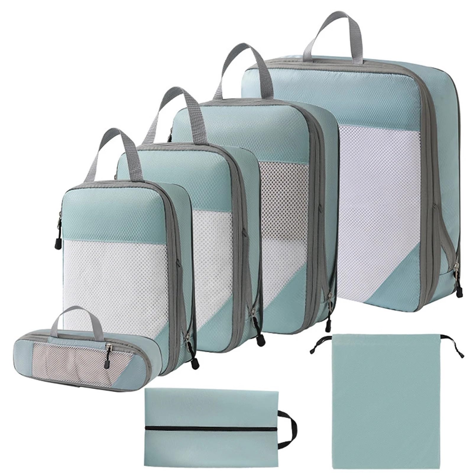 1 Set Compression Packing Cubes Compressible Travel Organizer For Carry On Suitcase Clothes Bag for Suitcases(Green blue)