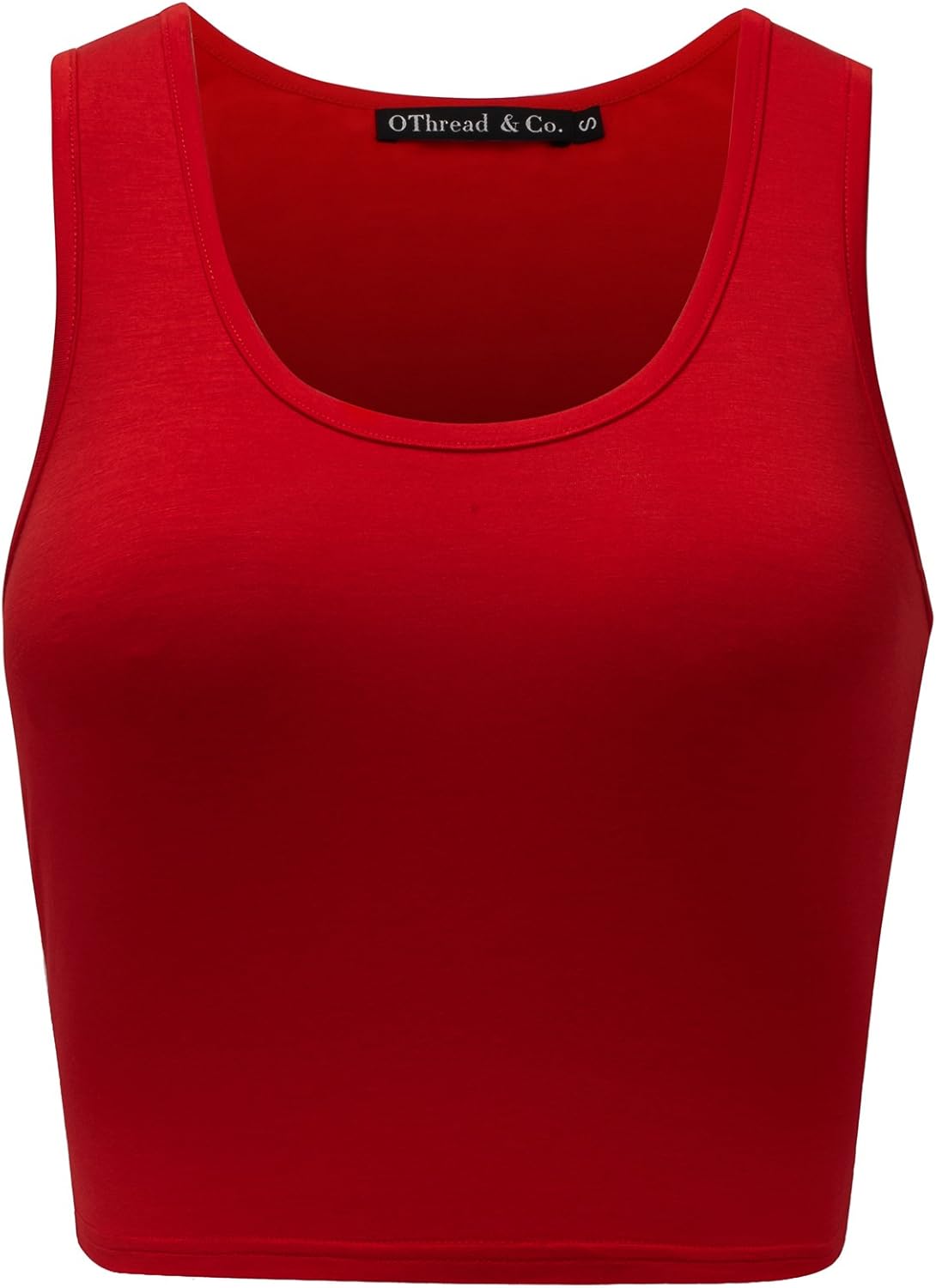 OThread & Co. Women's Basic Crop Tops Stretchy Casual Scoop Neck Sleeveless Crop Tank Top
