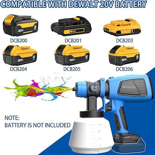 Miniatura 8 de Pulverizador de pintura inalámbrico (batería no incluida), pistola pulverizadora eléctrica HVLP, 5 boquillas y 3 patrones, pistola de pintura en