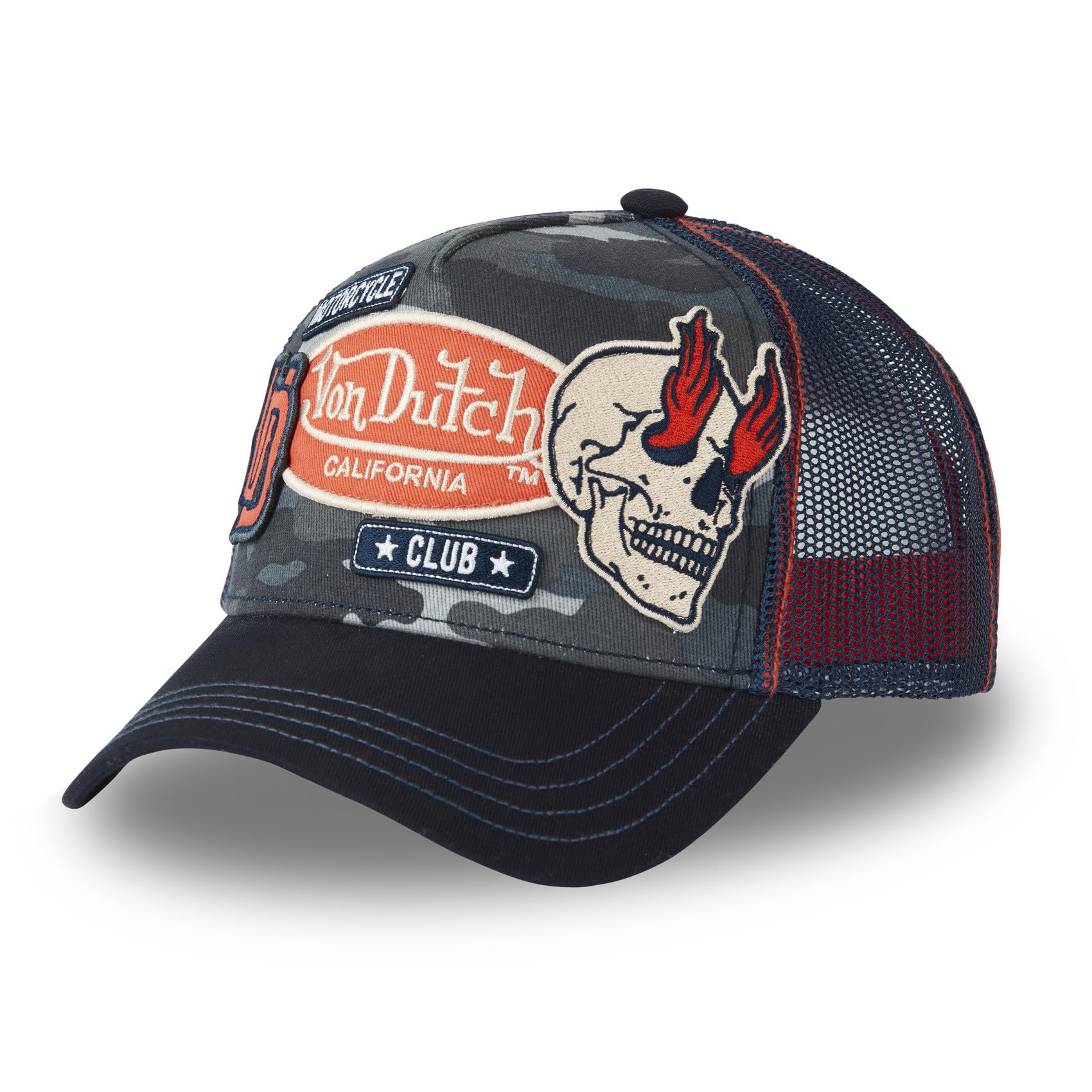 Von Dutch Men's & Women's Cap, PATCHES Trucker Cap, Adjustable, Blue, One Size