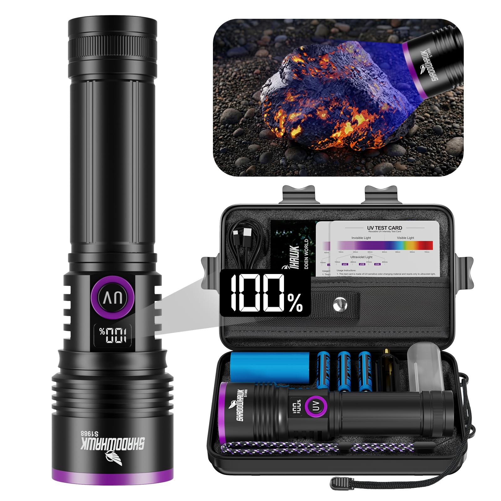 Shadowhawk 365nm Schwarzlicht Mit Filterlinse - 30W UV Taschenlampe