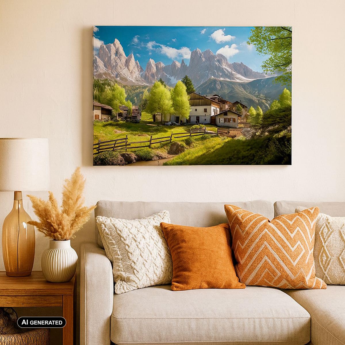 Lienzo Decorativo 120x80cm Moderno Horizontal Arquitectura Paisajes - 5814 | montañas Paisaje Alpes Cuadro sobre Lienzo Grande Arte mural Decoración del Hogar Salón Dormitorio Oficina Cuadros de Pared