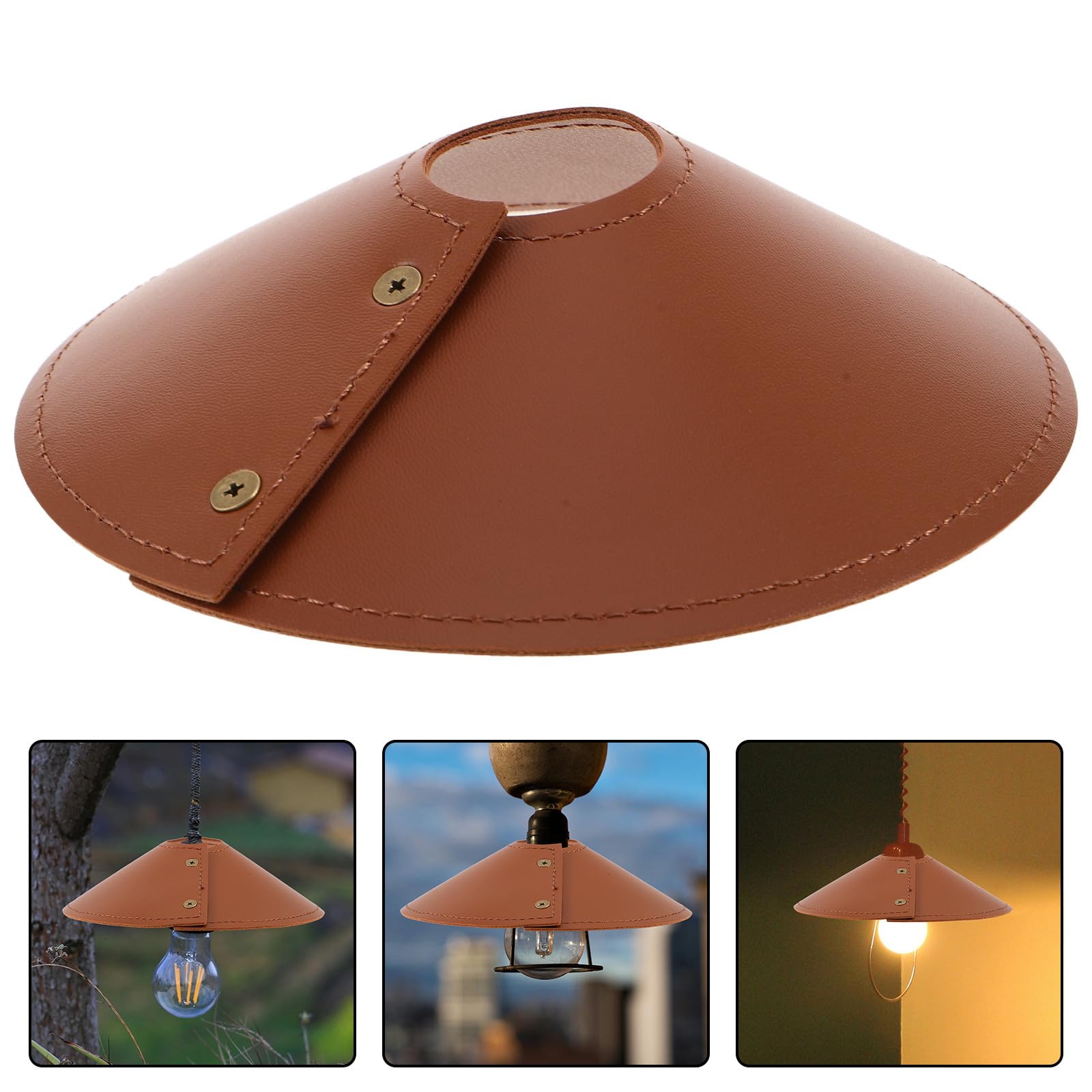 Healeved Pantalla para Linterna de Camping Marrón de PU Redonda Protección contra Polvo para Uso en Camping y Jardín Exterior