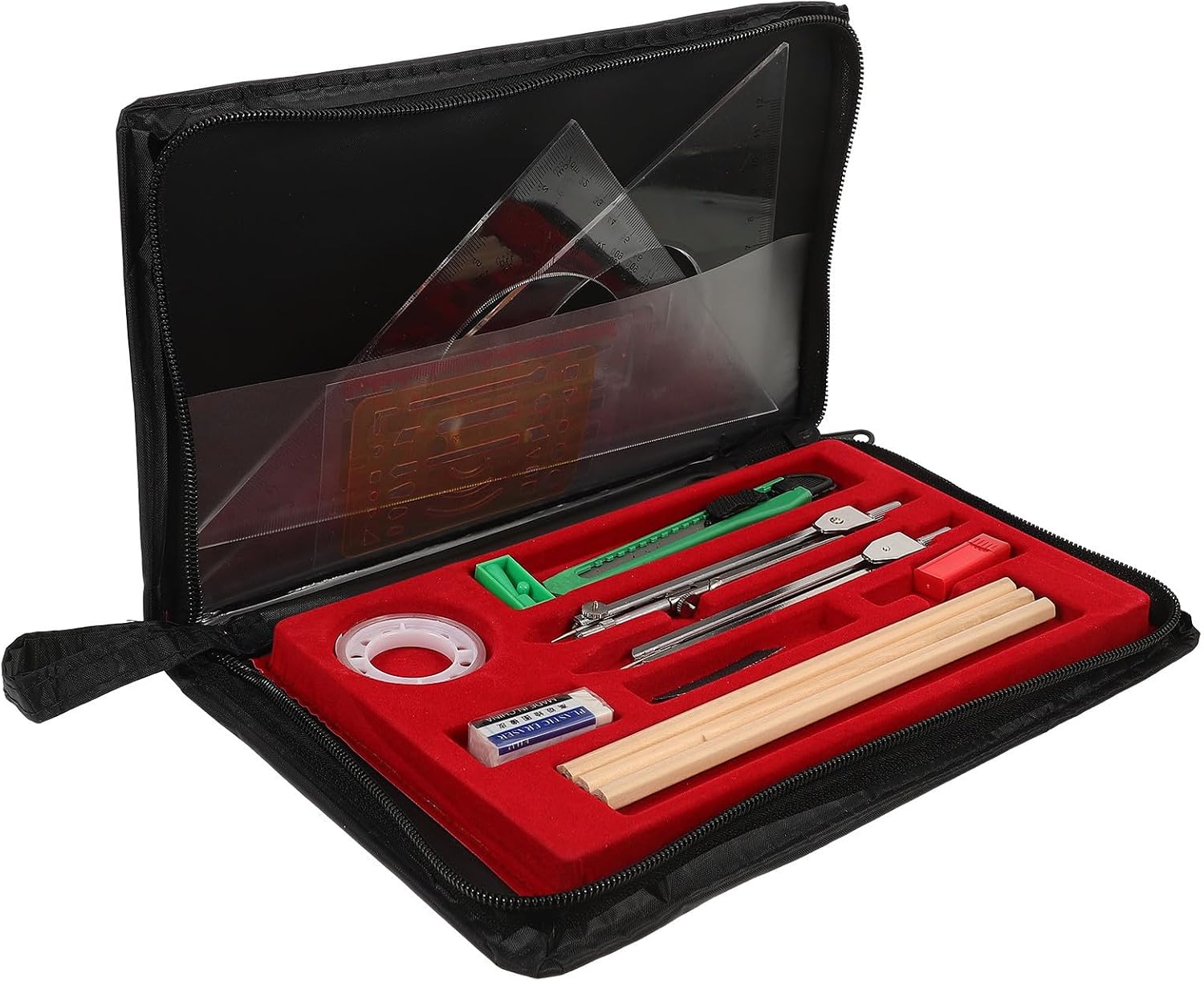 Professional Drafting Kit Drawing Compasses and Pens, Black