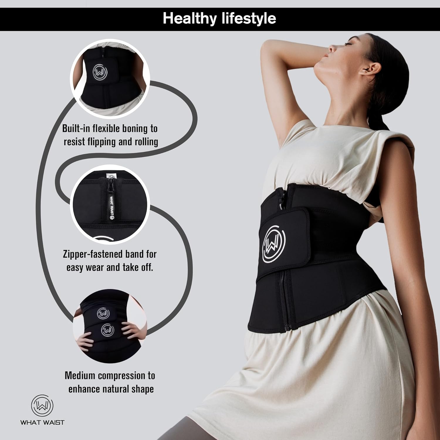 What Waist High Compression Waist Trainer for Women | Latex Workout Band for Posture Support, Walking & Exercise Black